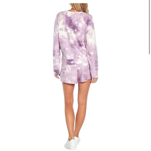 WILDFOX Purple Tie Dye Sweatshirt + Short Lounge Set XXL NEW - Picture 2 of 5